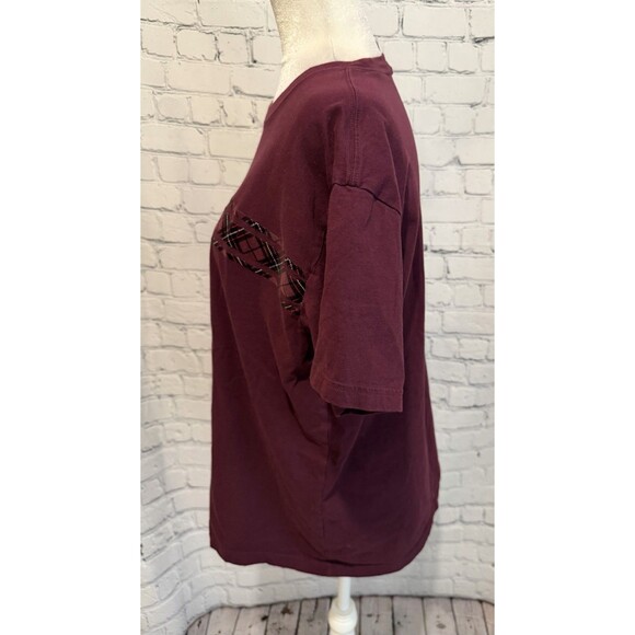 Victoria’s Secret PINK Shirt Short Sleeve Varsity Campus Plaid Top size Medium - Picture 4 of 7